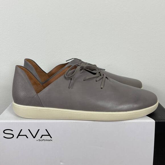 New SAVA x SoftWalk Neve Sneaker in Grey Leather Women's Size EU 42 - Picture 4 of 8